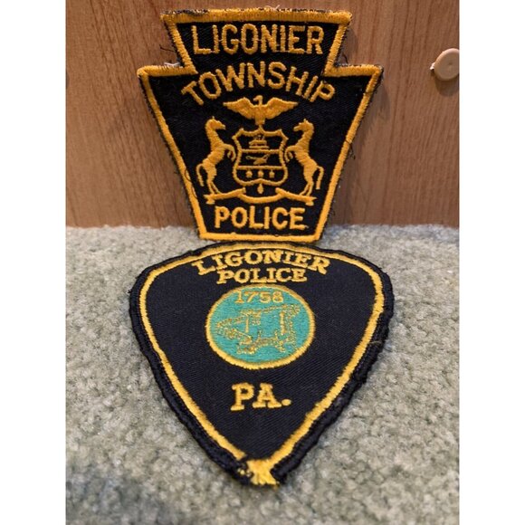 Two Large 4” vintage “Ligonier Police”  patch Lot.  “1758 Pennsylvania Township” - Picture 1 of 2